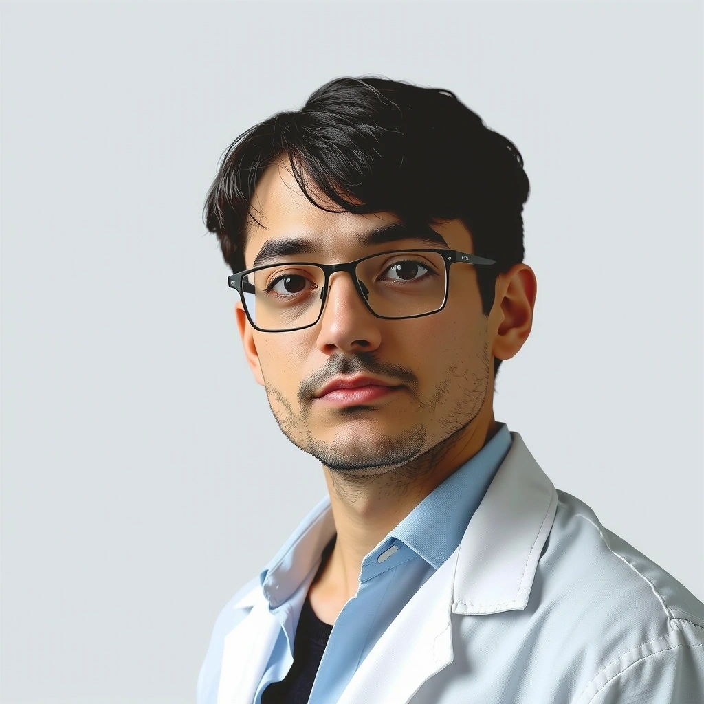 A professional portrait of a smiling male research scientist.