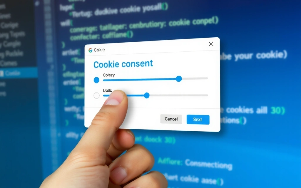 A user interacting with a digital interface to manage cookie settings, with sliders and checkboxes